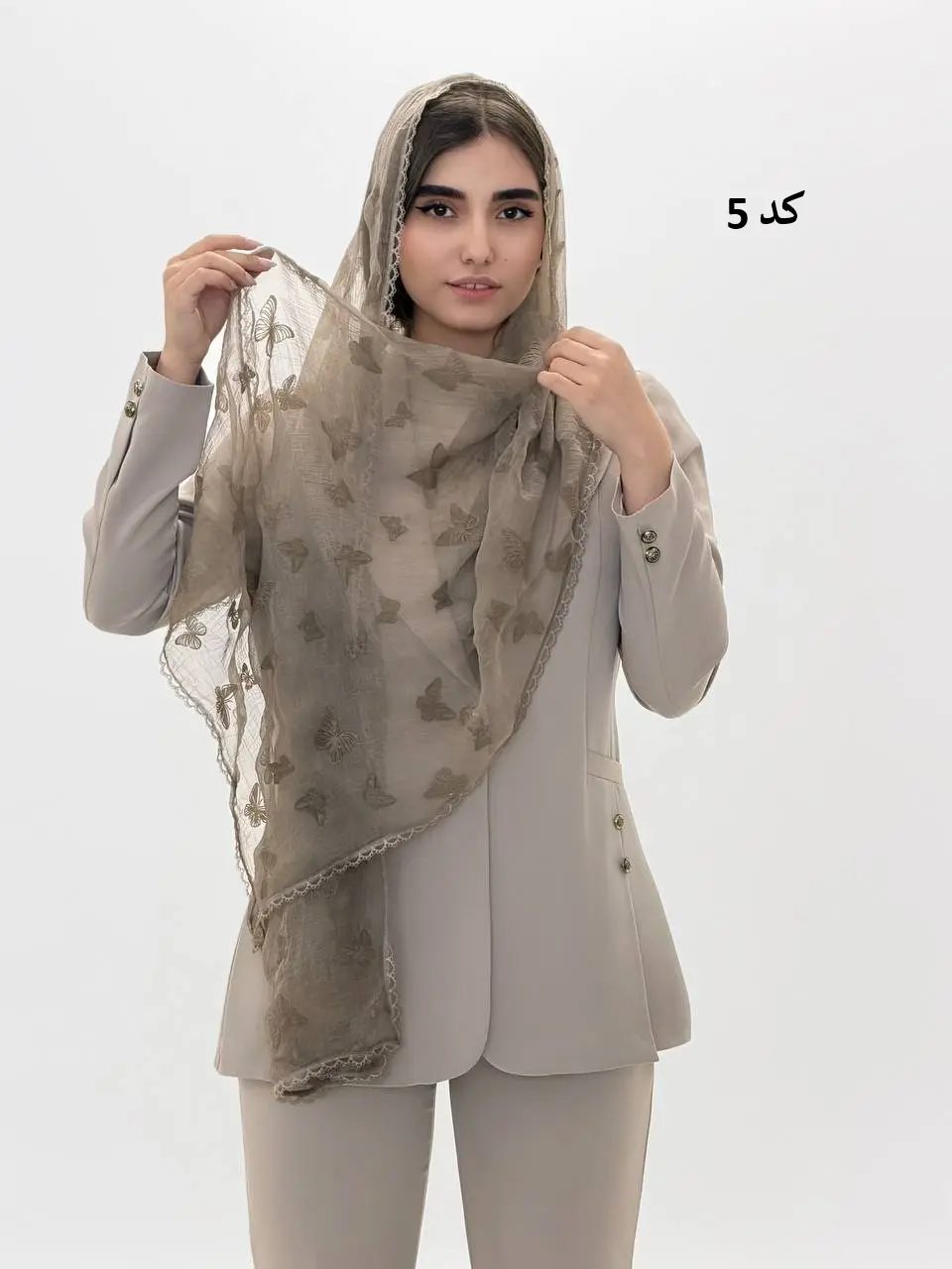 6874-شال حریر پروانه